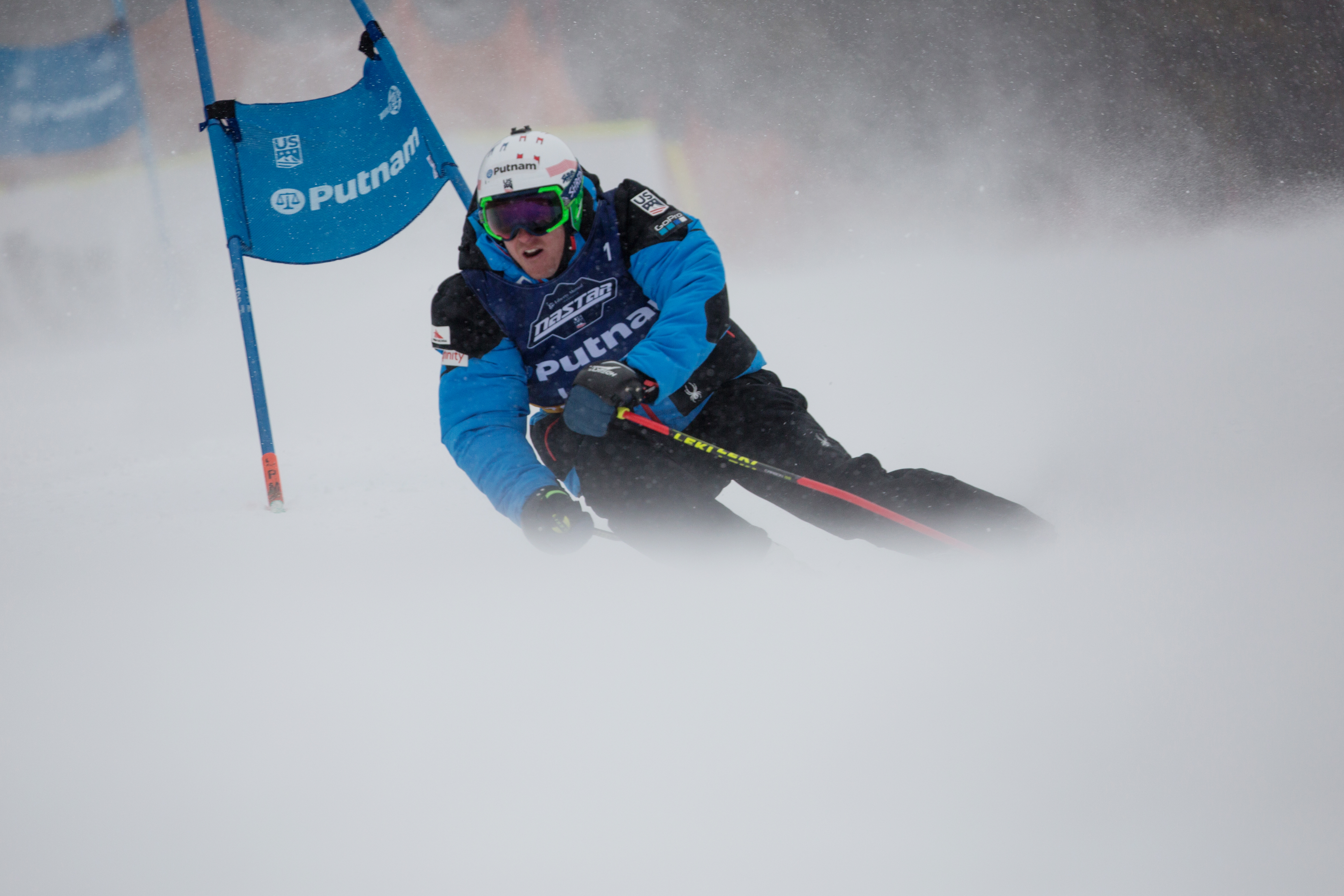 Ligety getting hit by a just of wind at the National Pacesetting Trials