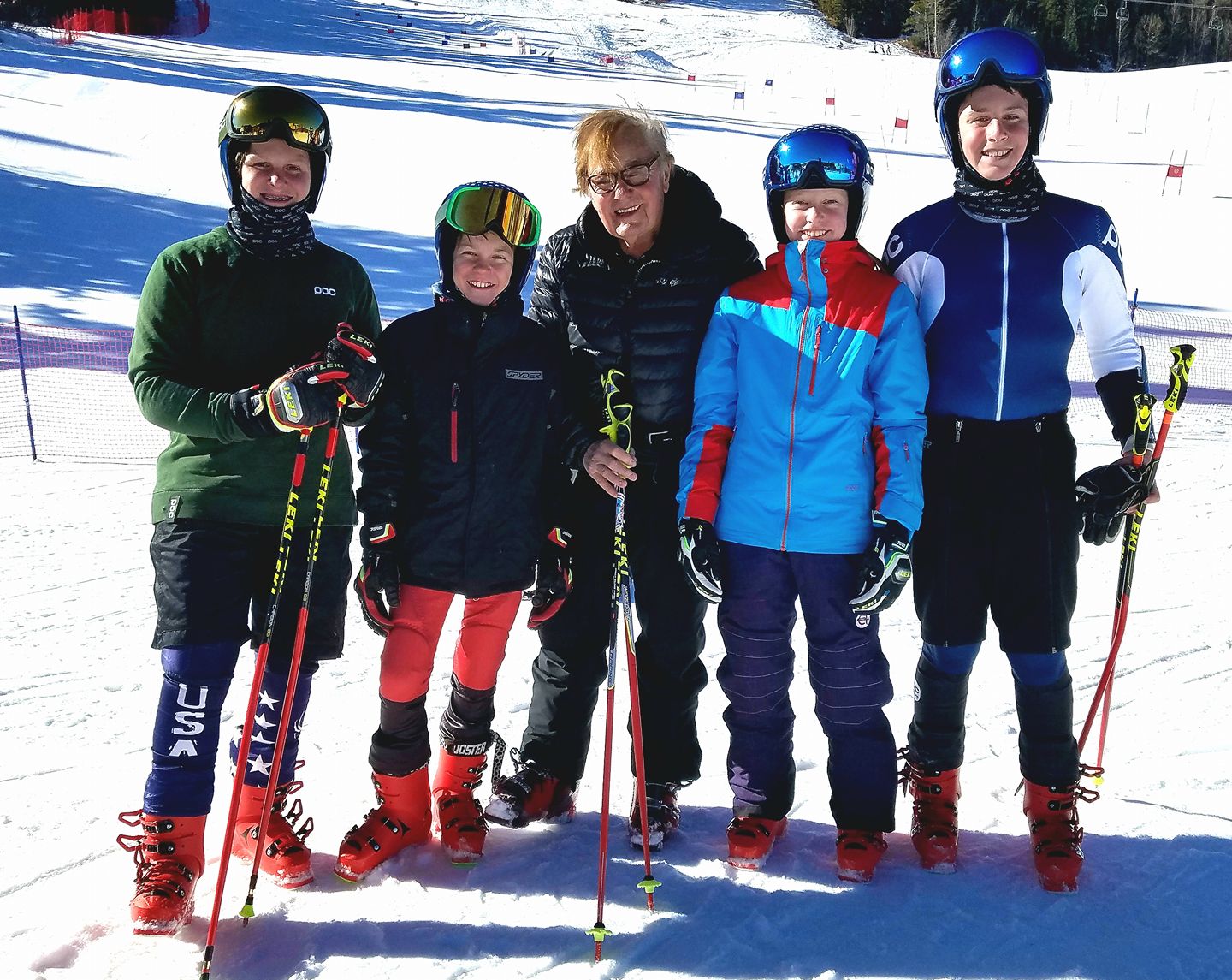 The Sheppard children with coach Erich Sailer at thanksgiving Camp in Winter Park, Colorado.