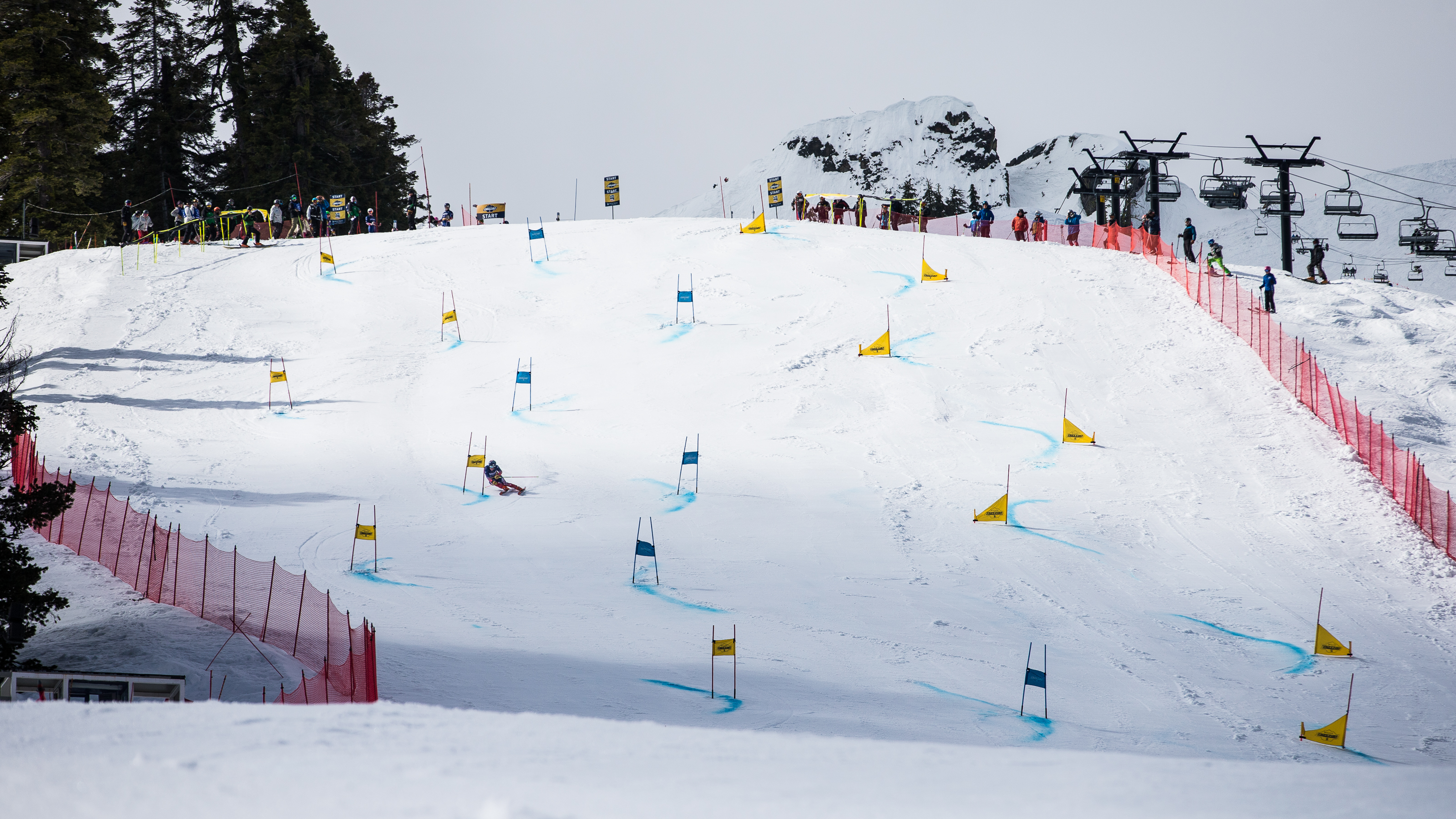 Looking up at Julia's Gold Venue at Squaw Valley