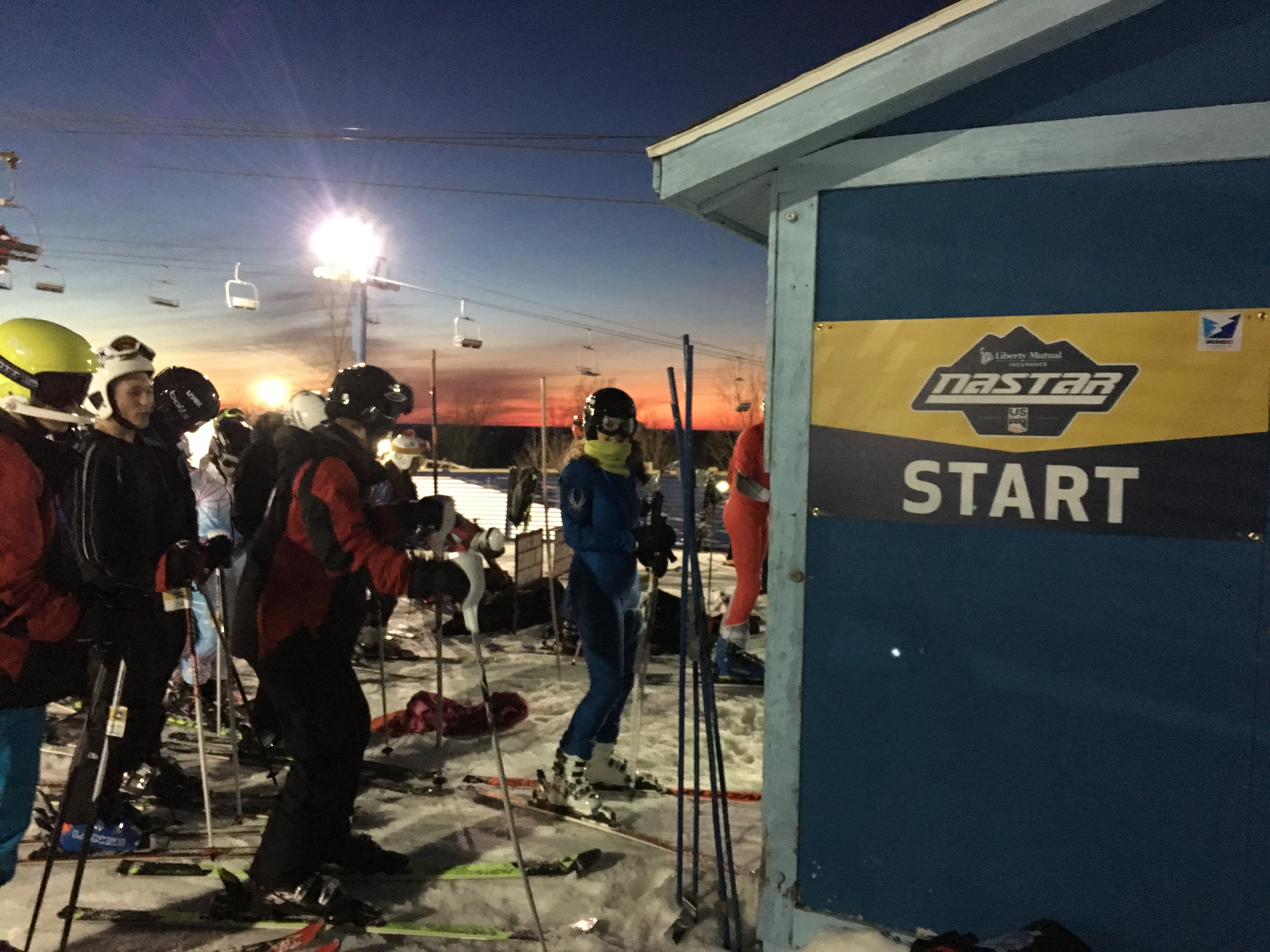 High school racers chase after Daron Rahlves at Mt. Holly