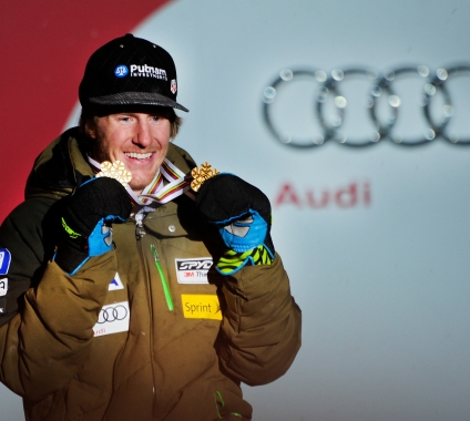 Ted Ligety with Medals (Tom Kelly)